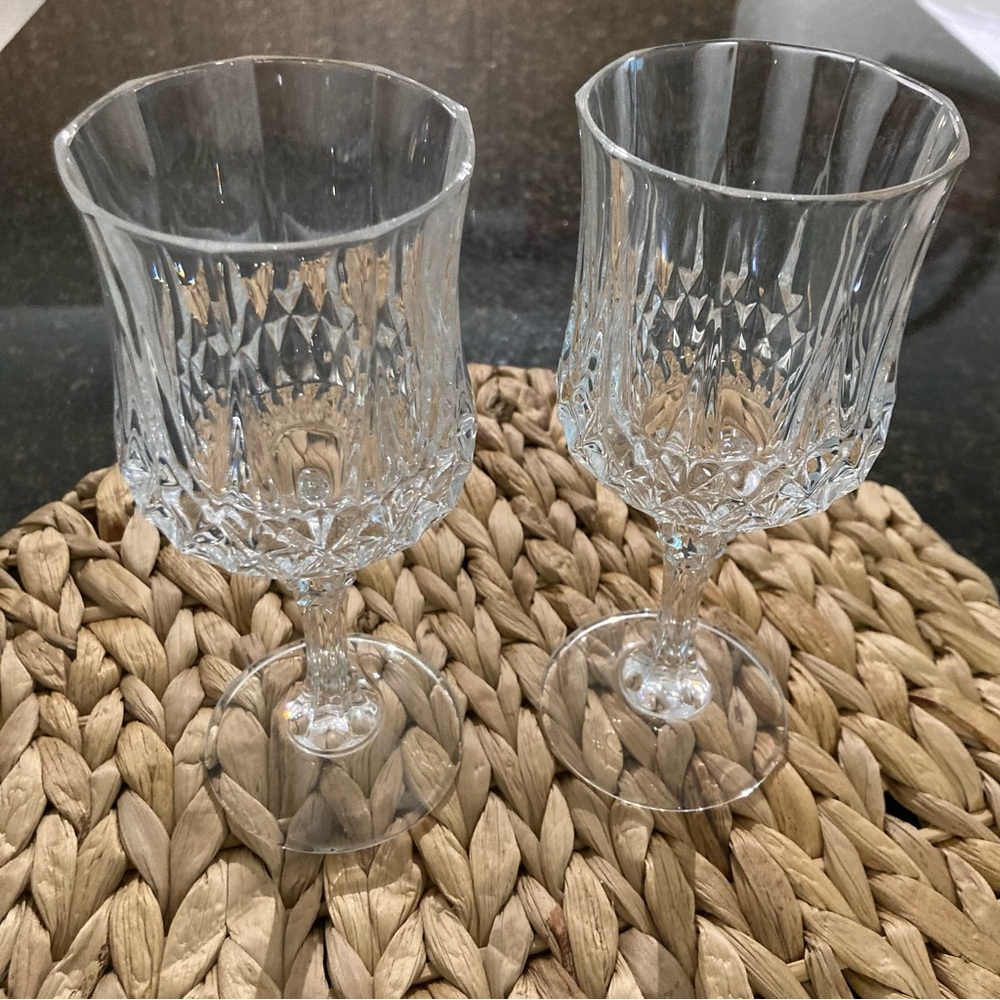 LONGCHAMP CUT CRYSTAL D’ARQUES COLLECTION WINE/WATER GLASSES SET OF TWO …